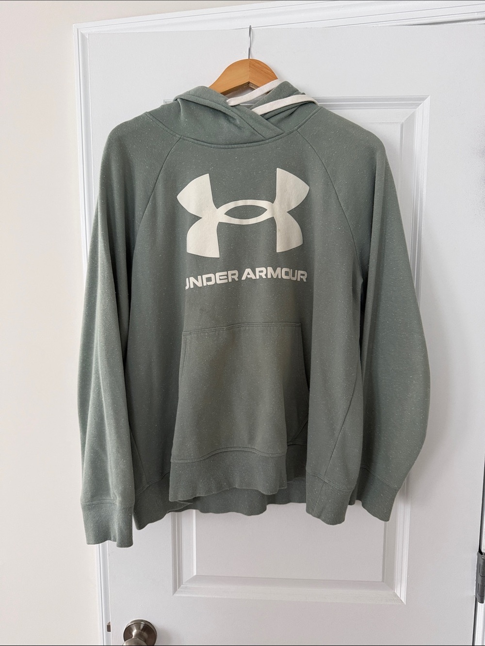 Under Armour unisex Sage Green Pullover Crewneck Hoodie with White Logo